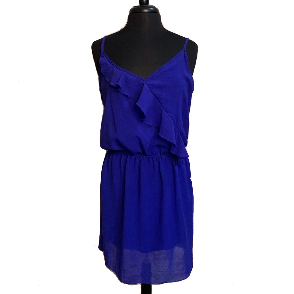 WILLY JAYS Dress Blue Medium Elastic Waist Sundress